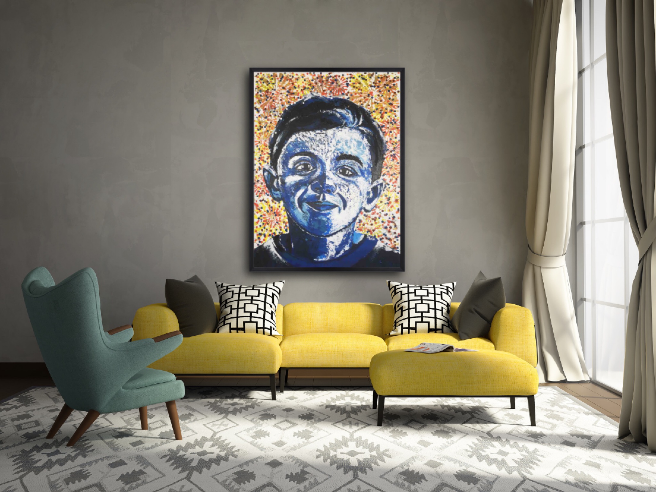 Adiel - Colorful abstract portrait by Mohabbat Ahmadi commissioned for a five-year-old