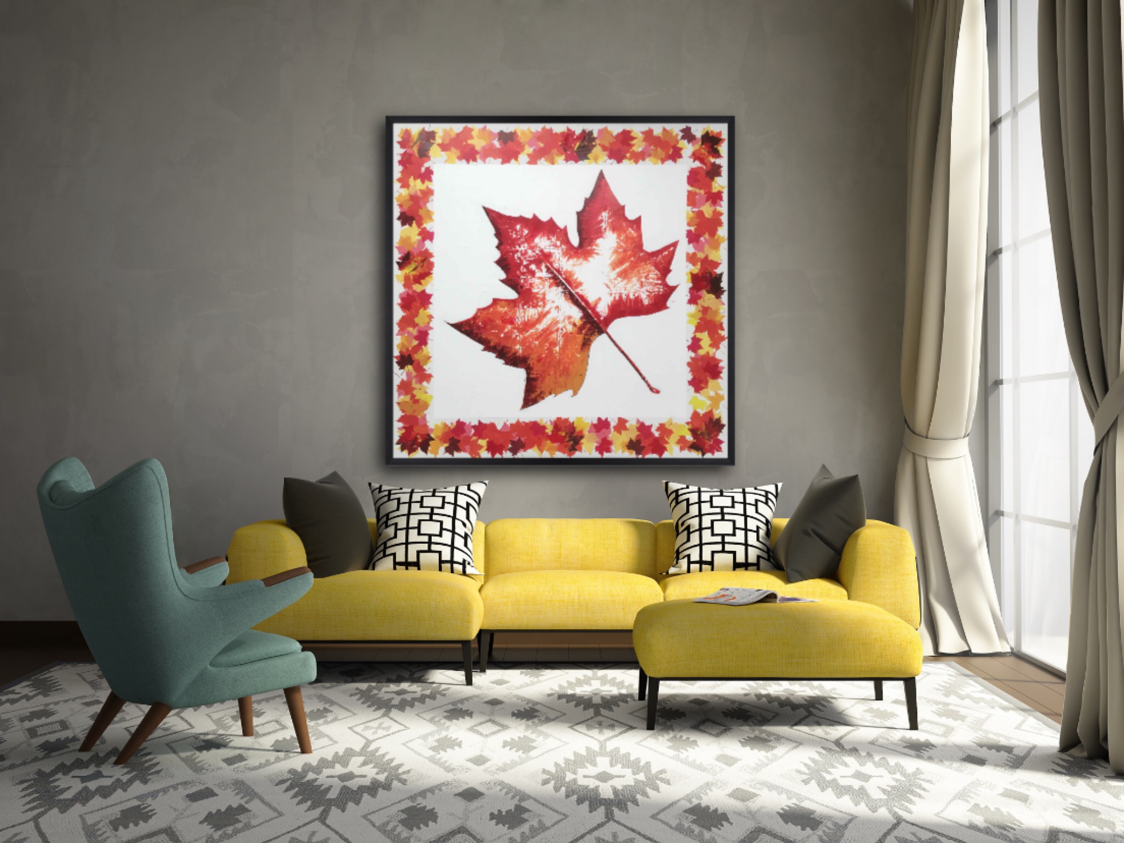 Autumn Leaf - Abstract painting by Mohabbat Ahmadi inspired by fall season transformation