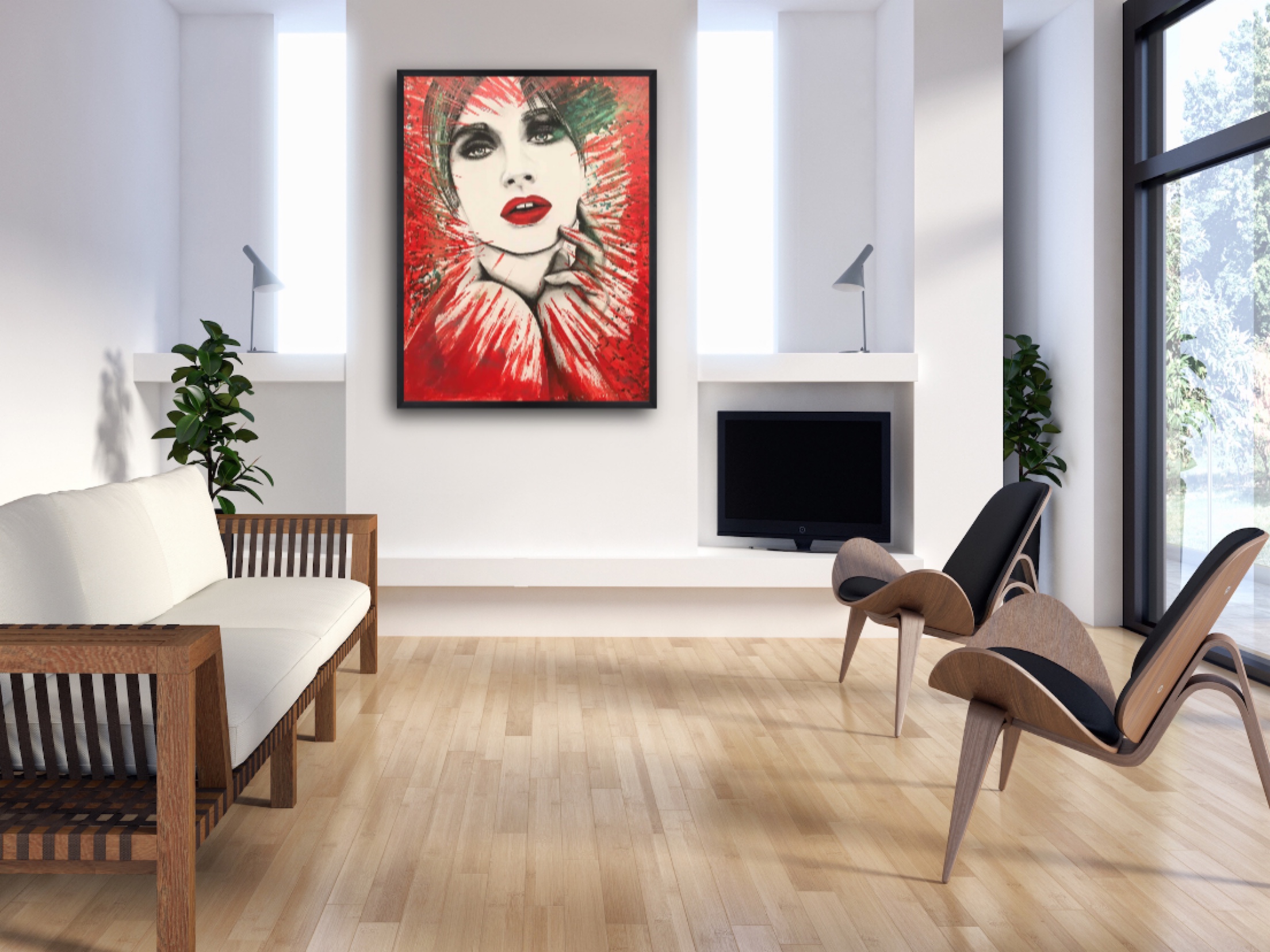 Glamour - Mixed media portrait by Mohabbat Ahmadi exploring themes of beauty and essence