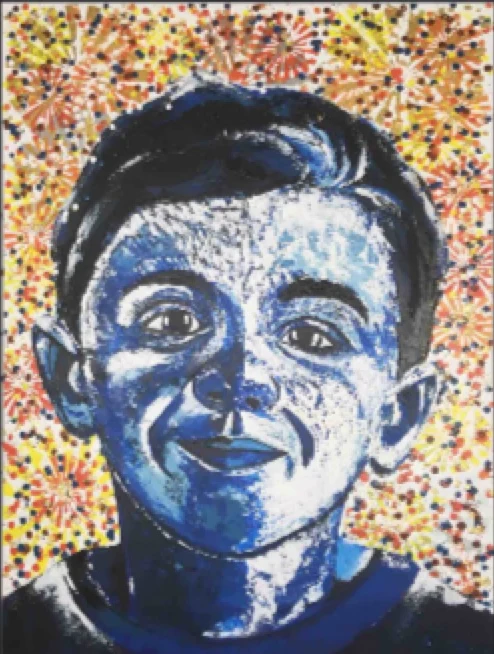 Adiel - Colorful abstract portrait by Mohabbat Ahmadi commissioned for a five-year-old